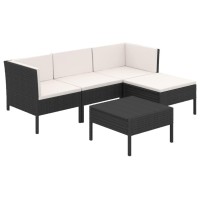 Vidaxl 5 Piece Patio Furniture Set With Cushions - Weather-Resistant Pe Rattan Construction - Black & Cream White - Suitable For Garden, Terrace, Deck Or Patio.