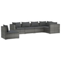 Vidaxl Outdoor Lounge Set - Durable 6 Piece Patio Furniture With Cushions - Modular And Flexible Design - Gray Poly Rattan And Powder-Coated Steel.