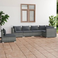 Vidaxl Outdoor Lounge Set - Durable 6 Piece Patio Furniture With Cushions - Modular And Flexible Design - Gray Poly Rattan And Powder-Coated Steel.