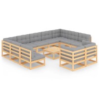 vidaXL 12 Piece Patio Lounge Set with Cushions Solid Pinewood 3077269