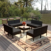 Vidaxl Garden Lounge Set Patio Sectional Sofa Couch 9 Piece Poly Rattan Black