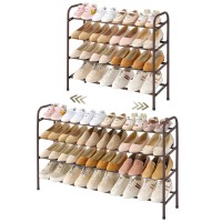 Gewudraw 4Tier Shoe Rack Expandable Width Adjustable Shoe Shelf Storage Organizer 4153 Metal Standing Shoe Rack For Bedroo