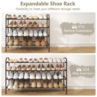 Gewudraw 4Tier Shoe Rack Expandable Width Adjustable Shoe Shelf Storage Organizer 4153 Metal Standing Shoe Rack For Bedroo