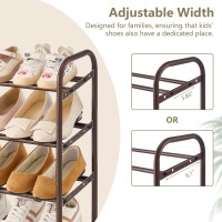 Gewudraw 4Tier Shoe Rack Expandable Width Adjustable Shoe Shelf Storage Organizer 4153 Metal Standing Shoe Rack For Bedroo