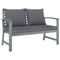 Vidaxl 5 Piece Acacia Wood Garden Lounge Set With Dark Gray Cushions - Modular Design Outdoor Furniture With Coffee Table