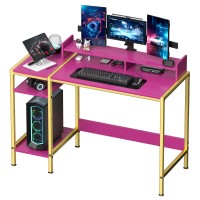 Minosys Computer Gaming Desk 47 Home Office Desk With Storage Writing Desk With Monitor Stand Modern Simple Study Corner T