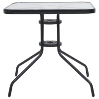 Vidaxl Modern Patio Dining Set - 5 Piece Black Plastic Rattan And Steel Outdoor Garden Furniture With Glass Tabletop