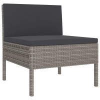 Vidaxl 11-Piece Outdoor Patio Lounge Set With Cushions, Gray Poly Rattan Furniture With Weather-Resistant Construction, Complete With Sofas And Footrest