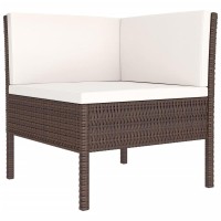 vidaXL 5 Piece Patio Lounge Set with Cushions Poly Rattan Brown 3094363