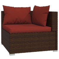 vidaXL 11 Piece Patio Lounge Set with Cushions Brown Poly Rattan 3102827