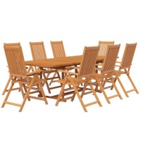 vidaXL 9 Piece Outdoor Patio Dining Set Extendable Table 8 Adjustable and Foldable Chairs Made of Solid Acacia Wood with Oil