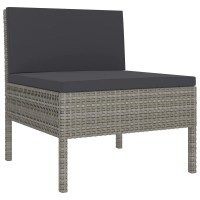 vidaXL 11 Piece Patio Lounge Set with Cushions Poly Rattan Gray 3094634