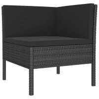Vidaxl Black Patio Lounge Set With Cushions - Weather-Resistant Poly Rattan, Versatile And Durable Outdoor Furniture For Garden, Yard Or Poolside Hosting