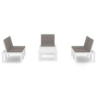 vidaXL 4 Piece Patio Lounge Set with Cushions Plastic White 3059835
