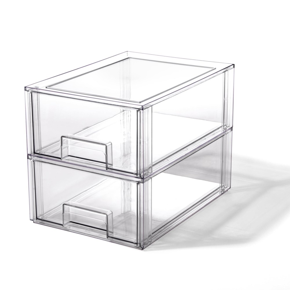 Bino Stackable Storage Drawers Large 2 Pack Clear The Crate Collection Storage Bins With Drawers Bathroom Organizers A