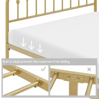 Yaheetech Full Bed Frames Metal Platform Bed With Victorian Style Wrought Iron Headboard And Footboard/Easy Assembly/No Box Spring Needed/Antique Gold Full Bed