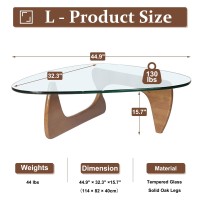 Midcentury Modern Coffee Table Triangle Glass Top Natural Wood Base Triangle Coffee Table For Living Room Patio Office Abstra