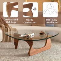 Midcentury Modern Coffee Table Triangle Glass Top Natural Wood Base Triangle Coffee Table For Living Room Patio Office Abstra