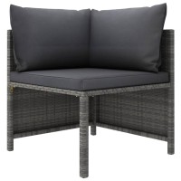 Vidaxl 9 Piece Outdoor Lounge Set - Durable Patio Furniture With Cushioned Corner And Middle Sofas, Footstool/Coffee Table - Gray Poly Rattan With Anthracite Fabric Cushions