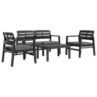 vidaXL 4 Piece Outdoor Lounge Set Plastic Anthracite 276180