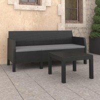 vidaXL 2 Piece Patio Lounge Set with Cushions PP Rattan Anthracite 3079668