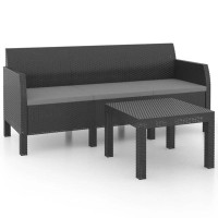 vidaXL 2 Piece Patio Lounge Set with Cushions PP Rattan Anthracite 3079668