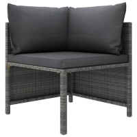 Vidaxl 9 Piece Patio Lounge Set - Gray Pe Rattan Garden Furniture With Cushions, Adjustable Design, Powder-Coated Steel Frame