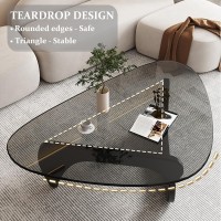 Triangle Glass Coffee Tablemidcentury Modern End Table Solid Wood Base And Vintage Tempered Transparent Glass Top Coffee Table