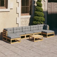 vidaXL 8 Piece Patio Lounge Set with Cushions Solid Pinewood 3077129