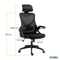 Styrka | Kova Model Office Executive Chair | Ergonomic, Headboard, High Back, Adjustable Height And Lumbar Support | 360 Swivel