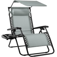 Best Choice Products Folding Zero Gravity Outdoor Recliner Patio Lounge Chair Wadjustable Canopy Shade Headrest Side Accessor