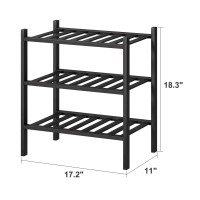 Viewcare Small Shoe Rack For Entryway 3Tier Black Bamboo Shoe Organizer For Hallway Closet Free Standing Shoe Racks For Indoor