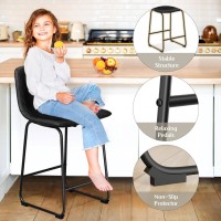 Reoney Bar Stools Set Of 4 Pu Leather Counter Height Bar Stools 26 Modern Bar Stools With Metal Legs And Footrest Urban Arm