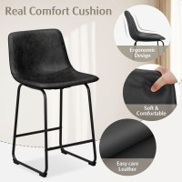 Reoney Bar Stools Set Of 2 Pu Leather Counter Height Bar Stools 26 Modern Bar Stools With Metal Legs And Footrest Urban Arm