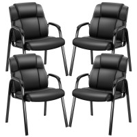 Sweetcrispy Waiting Room Chairs Reception Chairs Office Guest Chairs Set Of 4, Big And Tall Desk Chair No Wheels Executive Office Chair Pu Leather Conference Room Chairs Lobby Chairs With Padded Arms