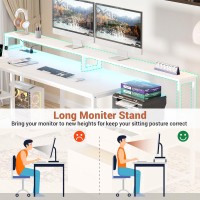 Aheaplus L Shaped Desk With File Drawer 66 Reversible L Shaped Computer Desk With Power Outlet Led Strip Gaming Desk With