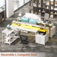 Aheaplus L Shaped Desk With File Drawer 66 Reversible L Shaped Computer Desk With Power Outlet Led Strip Gaming Desk With