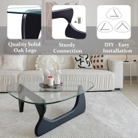 Coffee Tables For Living Room Triangle Glass Coffee Table With Wooden Base Midcentury Modern Abstract End Table For Study Roo