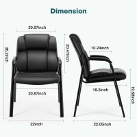 Olixis Waiting Room Reception Chairs Set Of 4, Leather Office Desk Guest Stationary Side Chair With Padded Arms For Home Conference Lobby Area Meeting Church Medical Clinic Elderly Student-Black