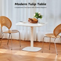 VONLUCE Modern Square Dining Table for 2 and 4 Person, 32 Inch Small Pedestal Kitche Dinner Table, Mid Century Style with 220lb Capacity, White