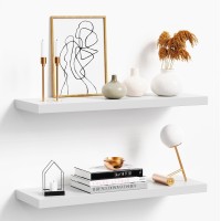 Oridom Floating Shelves For Wall White Wood Wall Shelf Set Of 2 24 Wall Mounted Floating Shelf For Kitchen Living Room Bed