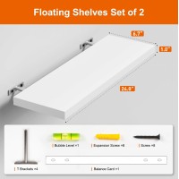 Oridom Floating Shelves For Wall White Wood Wall Shelf Set Of 2 24 Wall Mounted Floating Shelf For Kitchen Living Room Bed