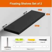 Oridom Floating Shelves For Wall Black Wood Wall Shelf Set Of 2 24 Wall Mounted Floating Shelf For Kitchen Living Room Bed