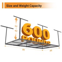 Eshelf 4Ftx8Ft Overhead Garage Storage Rack  Heavy-Duty Metal Garage Ceiling Storage Rack  22''-40