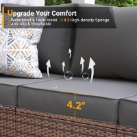 Udpatio 3Seat Patio Wicker Sofa Outdoor Rattan Sectional Couch Furniture Steel Frame Wfurniture Cover Nonslip Cushion And De