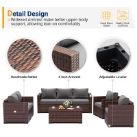 Udpatio 3Seat Patio Wicker Sofa Outdoor Rattan Sectional Couch Furniture Steel Frame Wfurniture Cover Nonslip Cushion And De