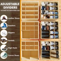 Spaceaid Shoe Organizer For Closet 2 Pack Foldable Shoe Storage Containers Baskets Boxes Bins Wadjustable Dividers Fits 1632