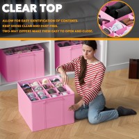 Spaceaid Shoe Organizer For Closet 2 Pack Foldable Shoe Storage Containers Baskets Boxes Bins Wadjustable Dividers Fits 1632