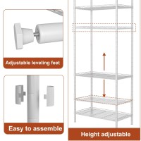 Homefort 6Shelving Unit Adjustable Wire Shelving Metal Wire Shelf With Shelf Liners And Hooks For Kitchen Closet Bathroom