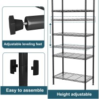 Homefort 6Shelving Unit Adjustable Wire Shelving Metal Wire Shelf With Shelf Liners And Hooks For Kitchen Closet Bathroom